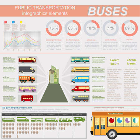 Public transportation ingographics. Buses. のイラスト素材