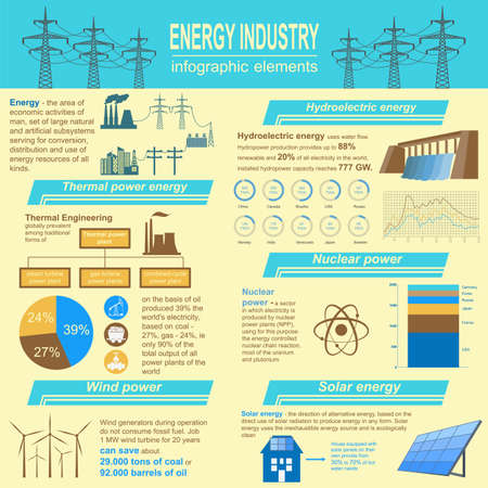 Fuel and energy industry infographic, set elements for creating your own infographics. Vector illustrationのイラスト素材