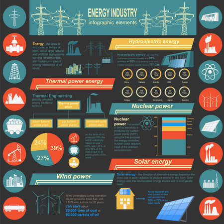 Fuel and energy industry infographic, set elements for creating your own infographics. Vector illustrationのイラスト素材