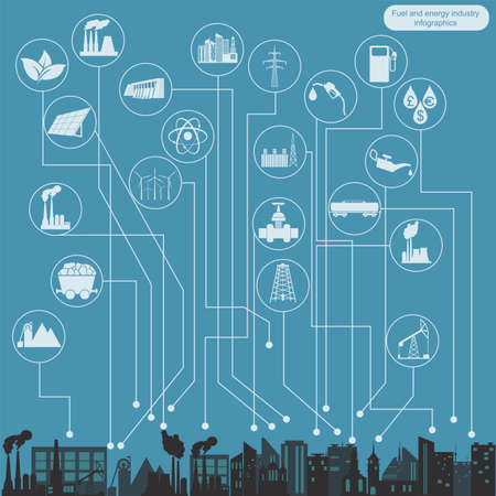 Fuel and energy industry infographic, set elements for creating your own infographics. Vector illustrationのイラスト素材