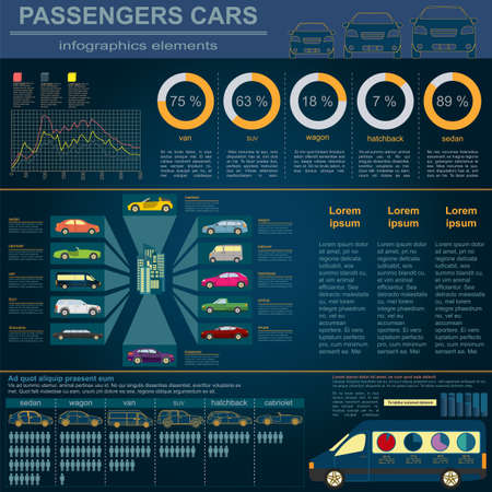 Passenger car, transportation infographics. のイラスト素材
