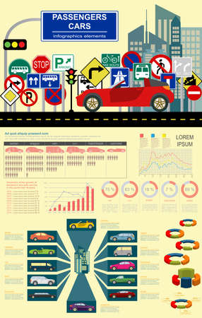 Passenger car, transportation infographics. のイラスト素材