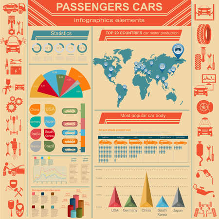 Passenger car, transportation infographics.のイラスト素材