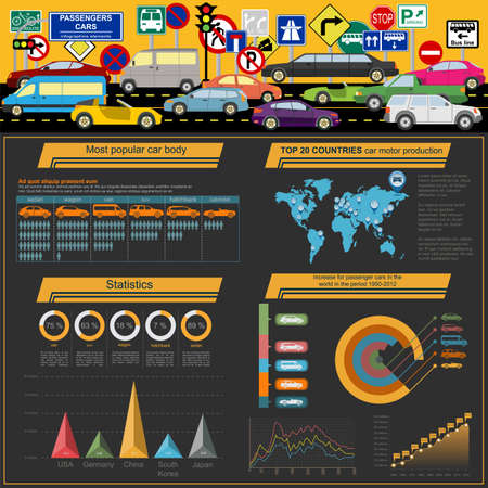 Passenger car, transportation infographics.のイラスト素材