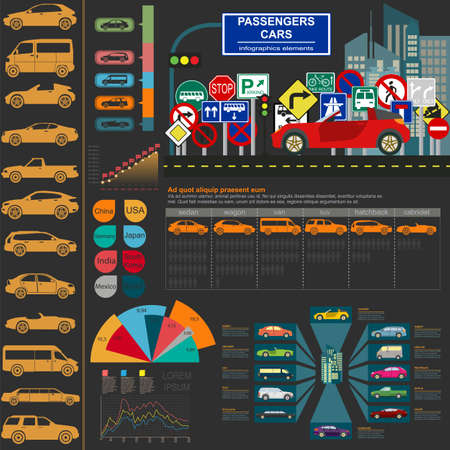 Passenger car, transportation infographics.のイラスト素材