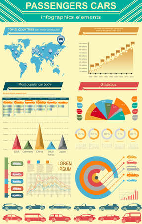 Passenger car, transportation infographics. のイラスト素材
