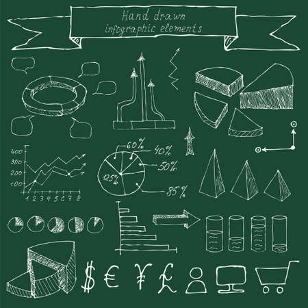 Hand drawn infographic elements. Sketching. Vector illustrationのイラスト素材