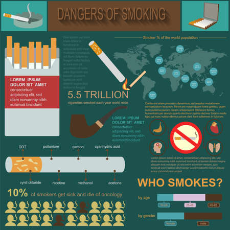 Dangers of smoking, infographics elements. Vector illustrationのイラスト素材
