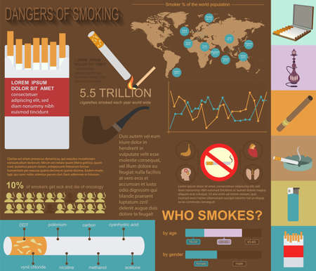 Dangers of smoking, infographics elements. Vector illustrationのイラスト素材