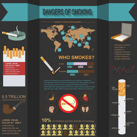 Dangers of smoking, infographics elements. Vector illustrationのイラスト素材