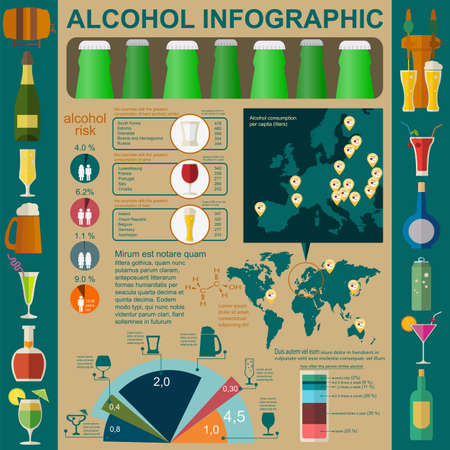 Alcohol drinks infographic. Vector illustrationのイラスト素材