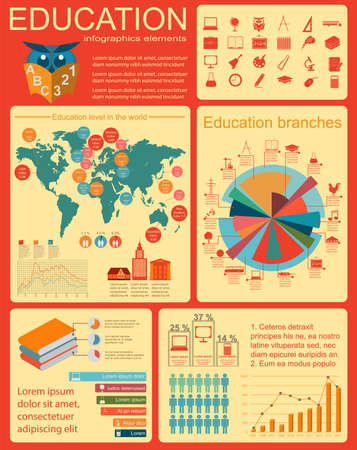 Education school infographics. Set elements for creating your own infographics. Vector illustrationのイラスト素材