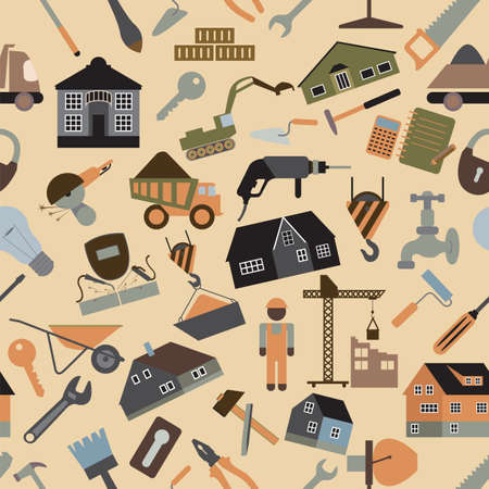 House repair and construction background. Seamless. Vector illustrationのイラスト素材