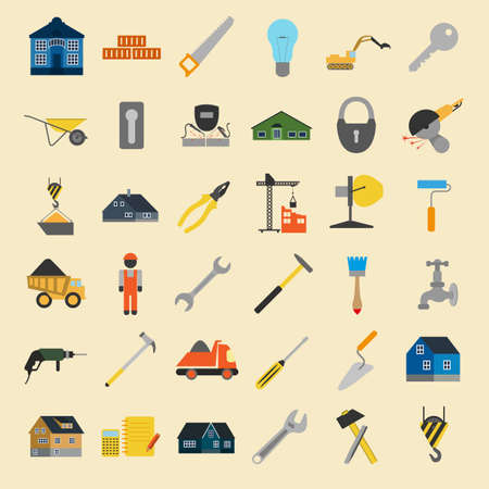 Set of house repair tools icons. Vector illustrationのイラスト素材