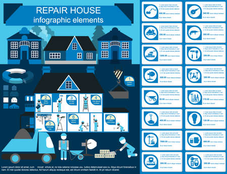 House repair infographic, set elements. Vector illustrationのイラスト素材