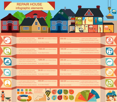 House repair infographic, set elements. Vector illustrationのイラスト素材