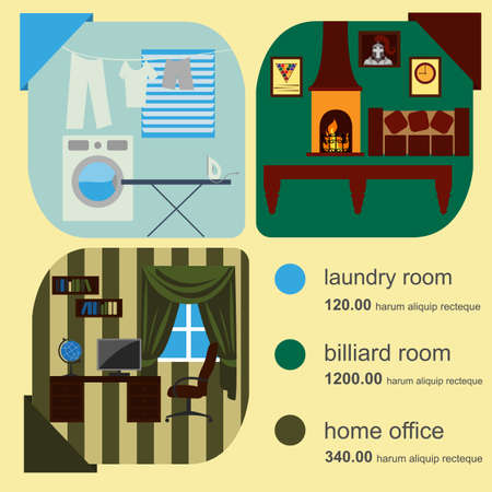 House remodeling infographic. Set interior elements for creating your infographics. Vector illustrationのイラスト素材