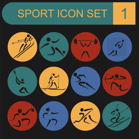 Sport icon set. Flat style. Vector illustrationのイラスト素材