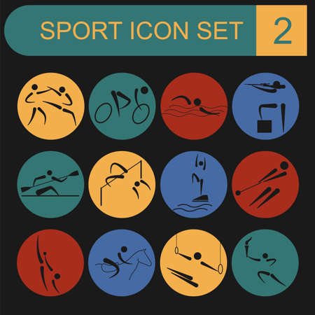 Sport icon set. Flat style. Vector illustrationのイラスト素材