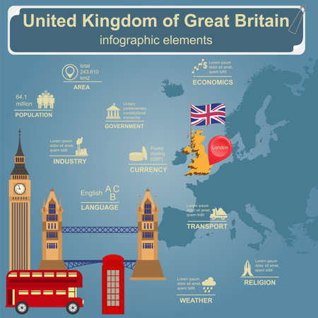 United Kingdom of Great Britain infographics, statistical data, sights. のイラスト素材