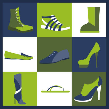 Footwear elements icons set. Easily edited. Vector illustrationのイラスト素材