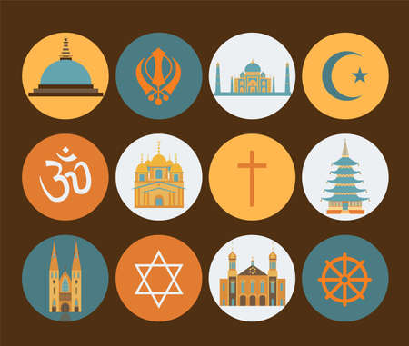 Religion icon set. Vector illustrationのイラスト素材