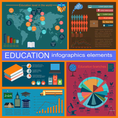 Education school infographics. Set elements for creating your own infographics. Vector illustrationのイラスト素材