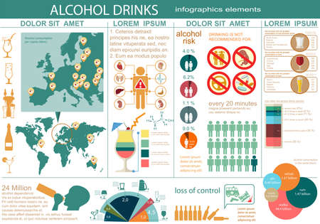 Alcohol drinks infographic. Vector illustrationのイラスト素材