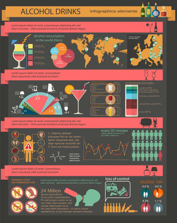 Alcohol drinks infographic. Vector illustrationのイラスト素材