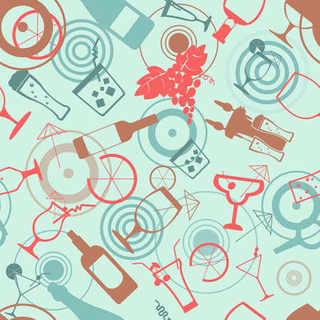 Cocktails alcohol drinks background. Seamless Vector illustrationのイラスト素材