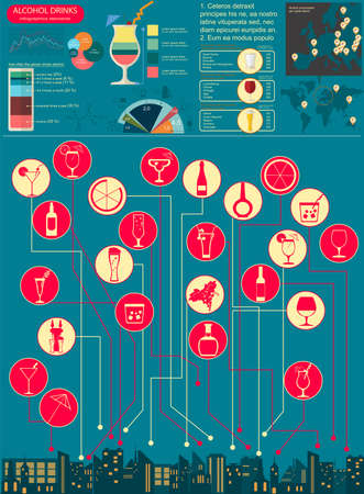 Alcohol drinks infographic. Vector illustrationのイラスト素材