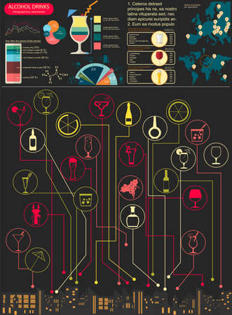 Alcohol drinks infographic. Vector illustrationのイラスト素材
