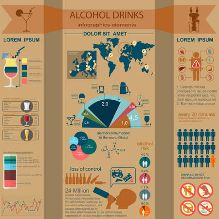 Alcohol drinks infographic. Vector illustrationのイラスト素材