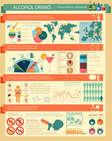 Alcohol drinks infographic. Vector illustrationのイラスト素材