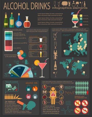 Alcohol drinks infographic. Vector illustrationのイラスト素材