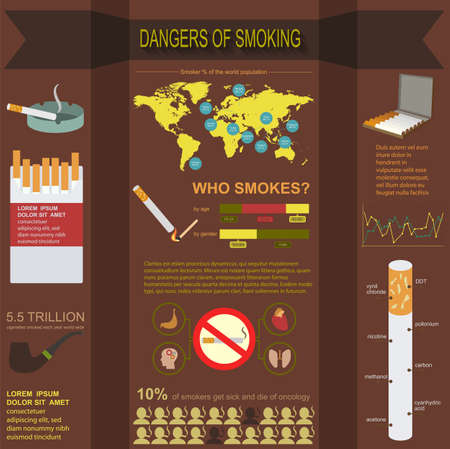 Dangers of smoking, infographics elements. Vector illustrationのイラスト素材