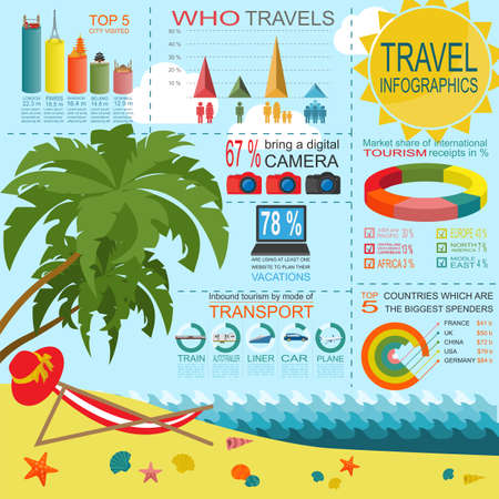 Travel. Vacations. Beach resort infographics. Elements for creating your own infographics. Vector illustrationsのイラスト素材