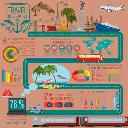Travel. Vacations. Beach resort infographics. Elements for creating your own infographics. Vector illustrationsのイラスト素材