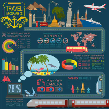 Travel. Vacations. Beach resort infographics. Elements for creating your own infographics. Vector illustrationsのイラスト素材