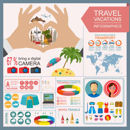 Travel. Vacations. Beach resort infographics. Elements for creating your own infographics. Vector illustrationsのイラスト素材