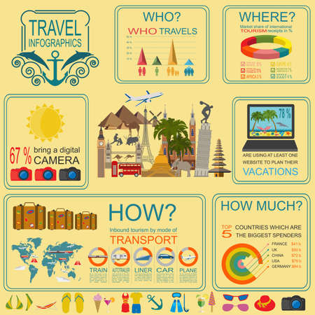 Travel. Vacations. Beach resort infographics. Elements for creating your own infographics. Vector illustrationsのイラスト素材