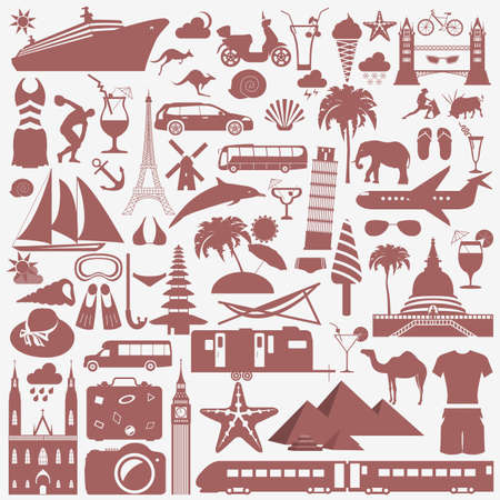 Travel. Vacations. Beach resort set icons. Elements for creating your own infographics. Vector illustrationsのイラスト素材