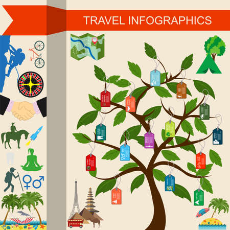 Travel. Vacations. Beach resort infographics. Elements for creating your own infographics. Vector illustrationsのイラスト素材