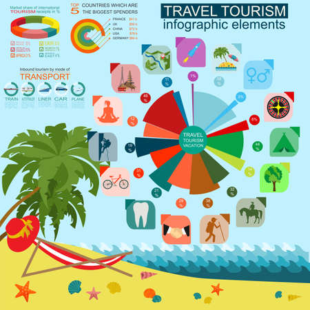 Travel. Vacations. Beach resort infographics. Elements for creating your own infographics. Vector illustrationsのイラスト素材