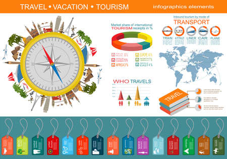 Travel. Vacations. Beach resort infographics. Elements for creating your own infographics. Vector illustrationsのイラスト素材