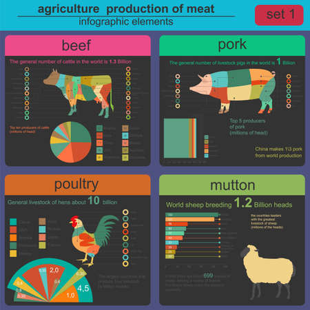 Agriculture, animal husbandry infographics, Vector illustrationstry info graphics. Vector illustrationのイラスト素材