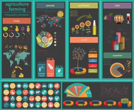 Agriculture, animal husbandry infographics, Vector illustrationのイラスト素材