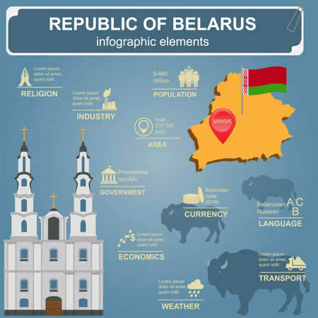 Belarus  infographics, statistical data, sights. Vector illustrationのイラスト素材