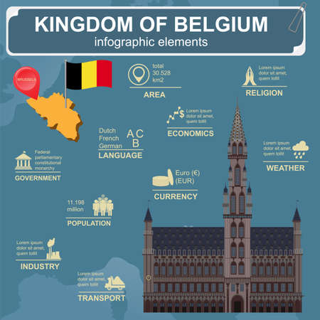Belgium infographics, statistical data, sights. Vector illustrationのイラスト素材