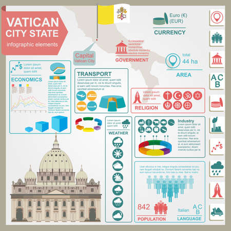Vatican infographics, statistical data, sights. Vector illustrationのイラスト素材